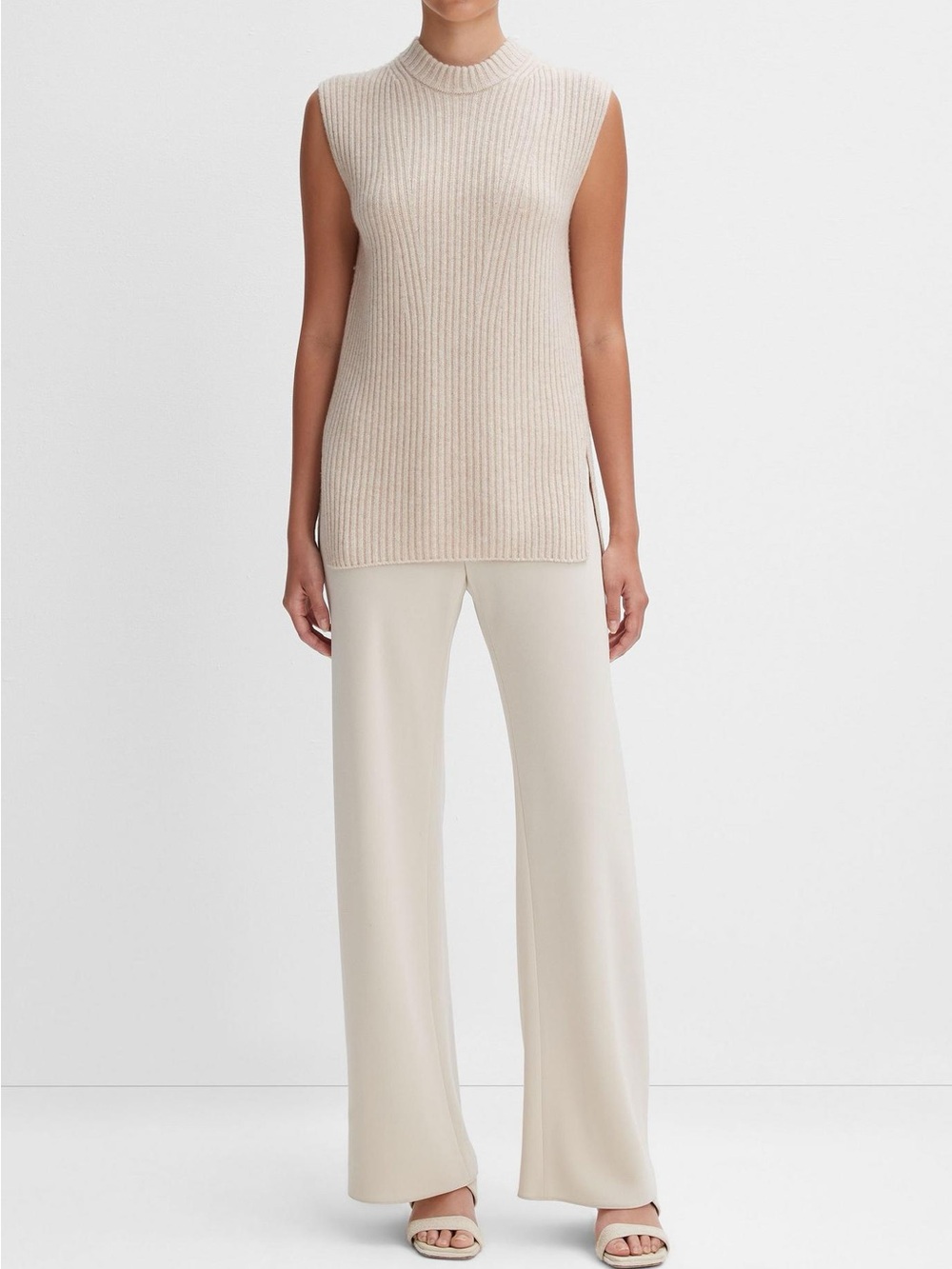 NWT Vince Ribbed Wool and Cashmere Sleevless Tunic Sweater Sz XXS $345 MSRP
